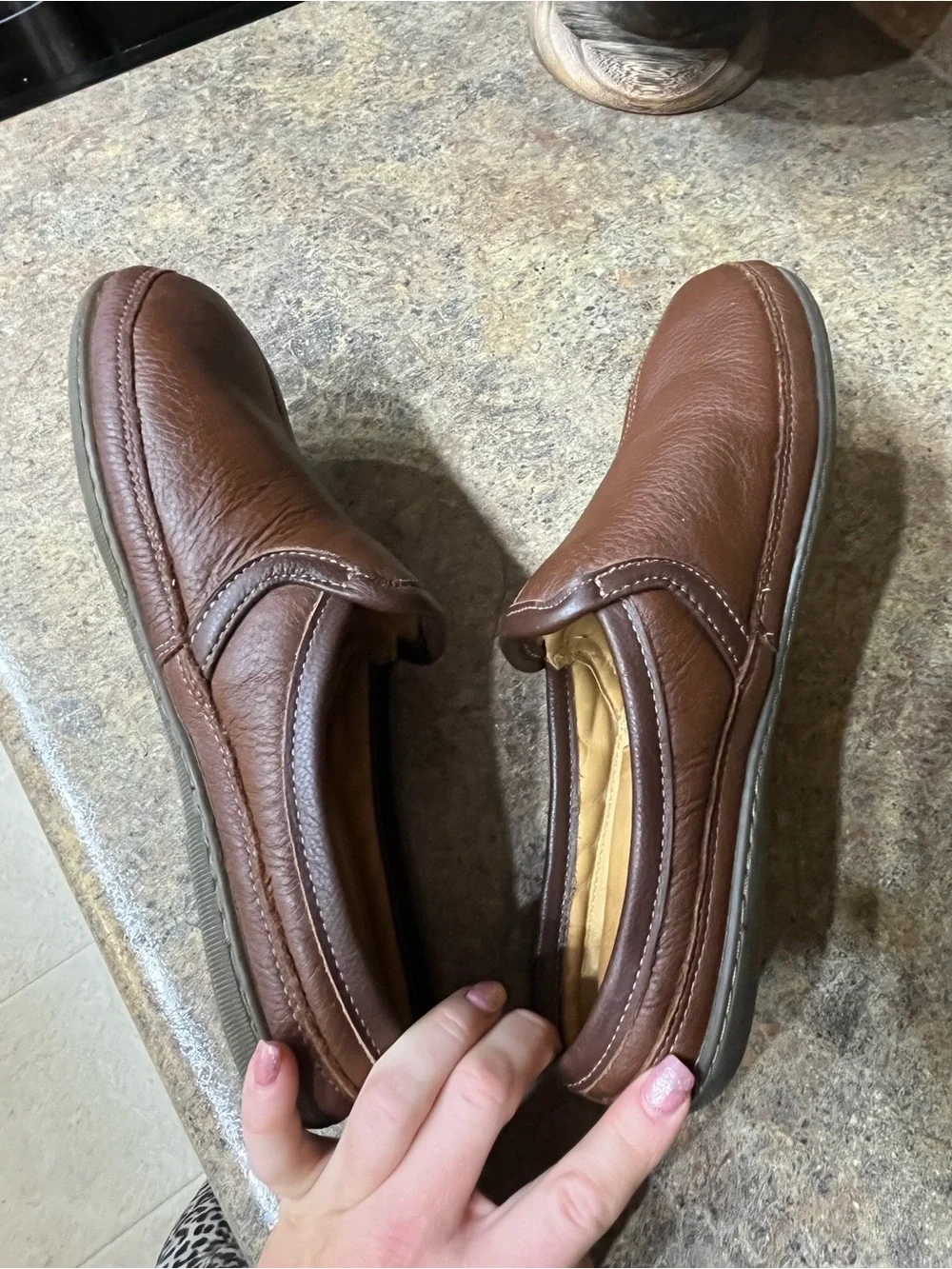 L.L.Bean Elkhide Leather Slipper Scuffs Men’s 10M Brown 272349 Slip On